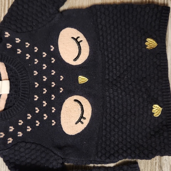 {5\$15}H&M  12-18M Blue/Pink/Gold Owl Sweater - Picture 2 of 6